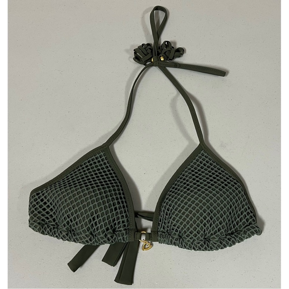 Banana Moon Olive Green Fishnet Mesh String Bikini Swim Top Bathing Suit Size M✨